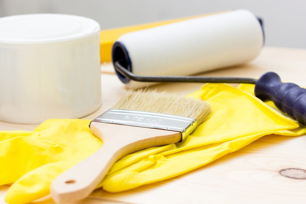 Verfrol, borstel en handschoenen
